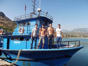 Efe, Mert, Okan and Selim gave me lunch on their boat in Anamur, on the way to Antalya!